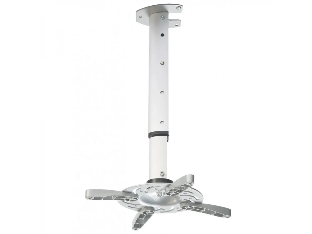 Techly Projector Ceiling Mount Up to 15kg, Universal, Adjustable 60-102cm, 360° Swivel & 30° Tilt, Silver