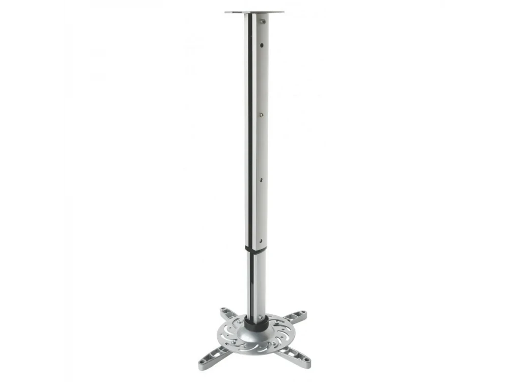 Techly Projector Ceiling Mount Up to 15kg, Universal, Adjustable 60-102cm, 360° Swivel & 30° Tilt, Silver
