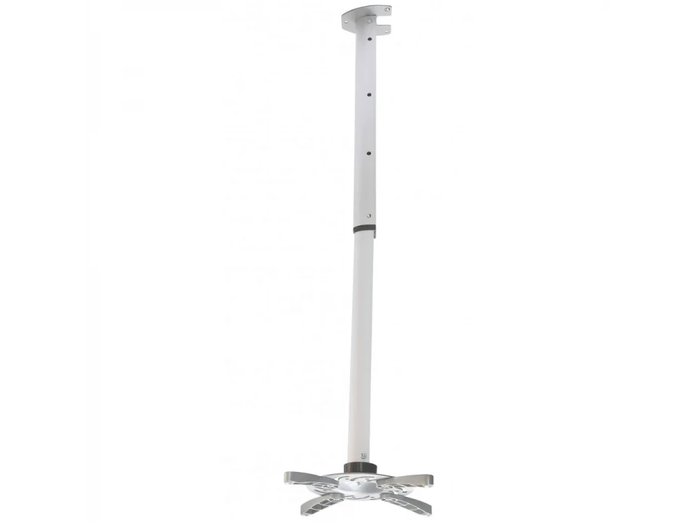 Techly Projector Ceiling Mount Up to 15kg, Universal, Adjustable 60-102cm, 360° Swivel & 30° Tilt, Silver