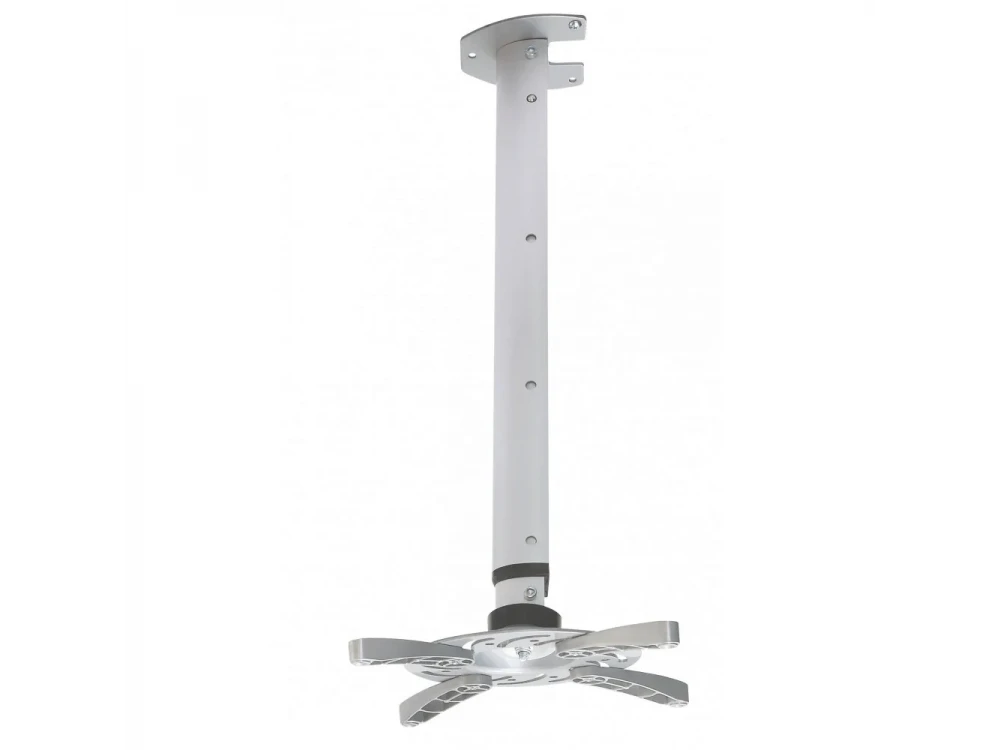 Techly Projector Ceiling Mount Up to 15kg, Universal, Adjustable 60-102cm, 360° Swivel & 30° Tilt, Silver