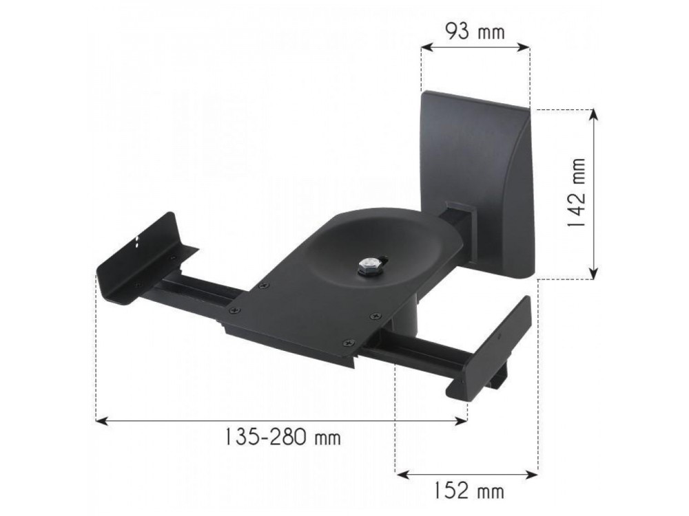 Techly Set of 2 Wall Speaker Mounts, Tilting & Swivel, for Speakers up to 25kg, Black