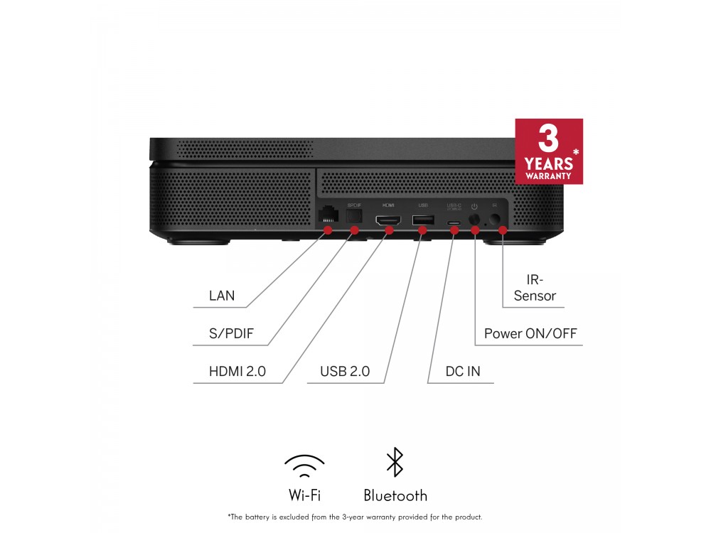 Thomson Sirius Google TV Projector 1080p Ultra Short Throw με WiFi, Google TV, 600 ANSI Lumens, Dolby Speaker & Built-in Battery
