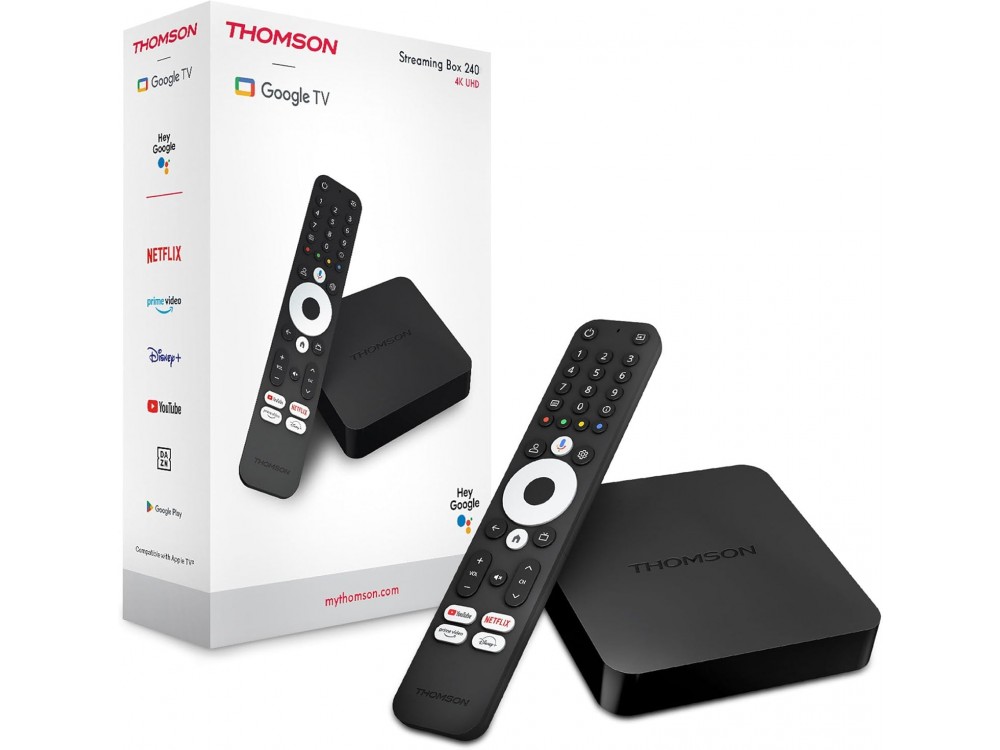 Thomson Google TV Streaming Box 240 TV Box, Android 12 4K Ultra HD Media Player, Google Assistant | Chromecast | Dolby Atmos