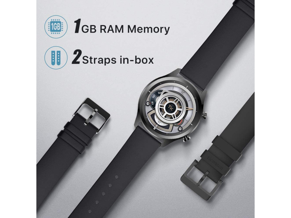 Mobvoi TicWatch C2+ GPS Smartwatch 1.3" Screen, Wear OS, GPS, IP68 Waterproof, Onyx