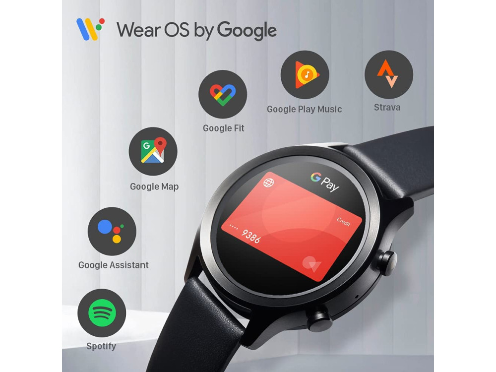 Mobvoi TicWatch C2+ GPS Smartwatch 1.3" Screen, Wear OS, GPS, IP68 Waterproof, Onyx