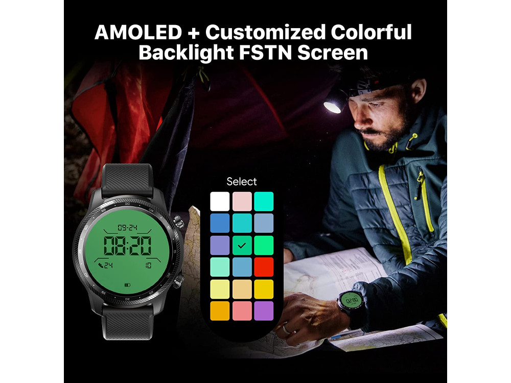 Mobvoi TicWatch Pro 3 GPS Smartwatch 1.4" AMOLED Screen, Wear OS, GPS, IP68 Waterproof, Shadow Black