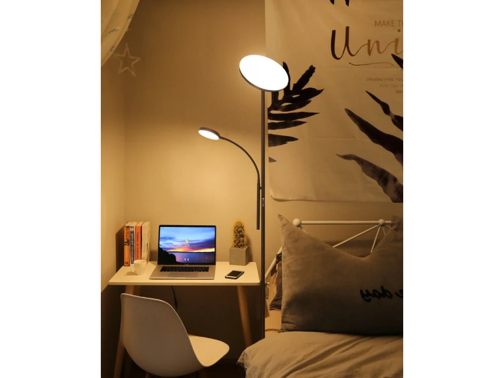 Tomons Floor Lamp LED, Φωτιστικό Δαπέδου Διπλό σε Μοντέρνο Στυλ, Ρυθμιζόμενη Φωτεινότητα & Θερμοκρασία Χρώματος, με Remote