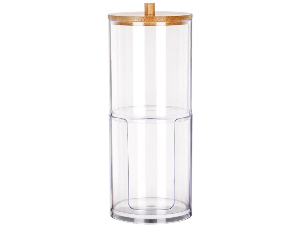 Vilde 2-Tier Cotton Bud & Cotton Case with Bamboo Lid