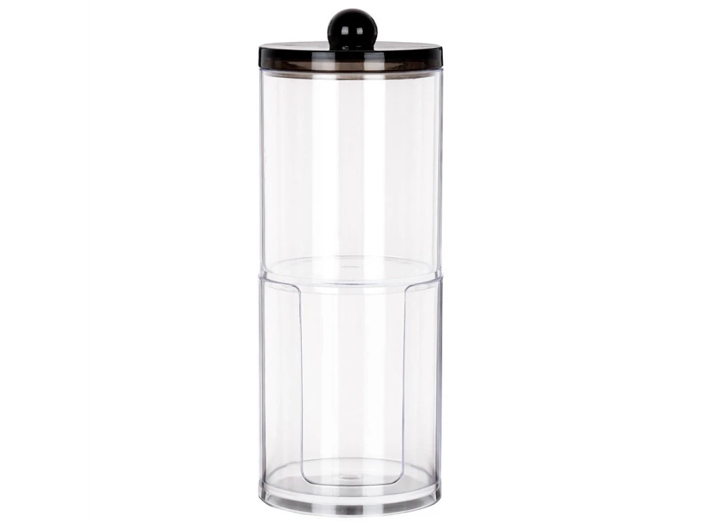 Vilde 2-Tier Cotton Swab & Cotton Pad Case with Lid Black