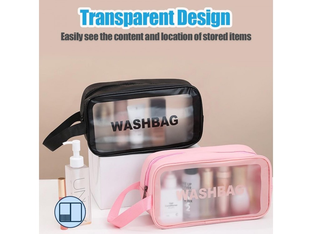 AJ Cosmetics & Accessories Travel Bag, Travel Toiletry Bag, Pink/Clear