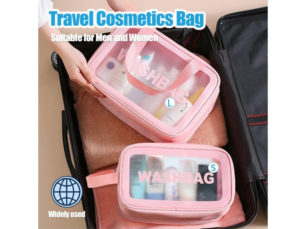 AJ Cosmetics & Accessories Travel Bag, Travel Toiletry Bag, Pink/Clear