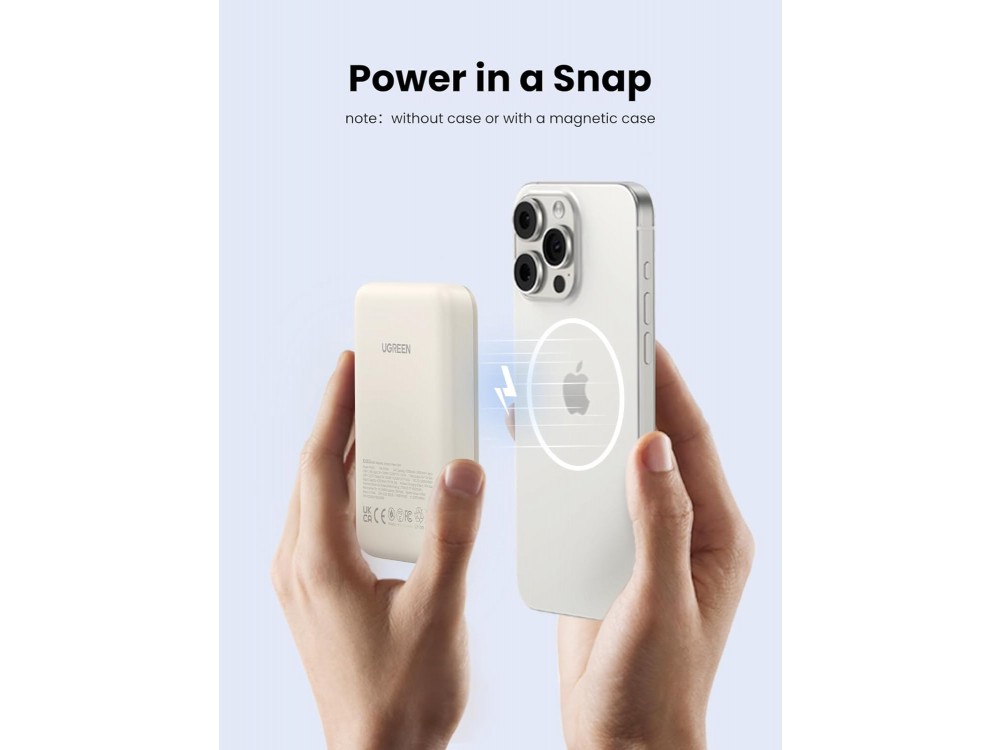 Ugreen 10K, Μαγνητικό Power Bank 10.000mAh MagSafe για iPhone 14 / 15 Series, Beige