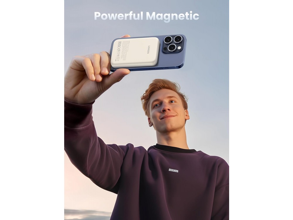 Ugreen 10K, Μαγνητικό Power Bank 10.000mAh MagSafe για iPhone 14 / 15 Series, Beige