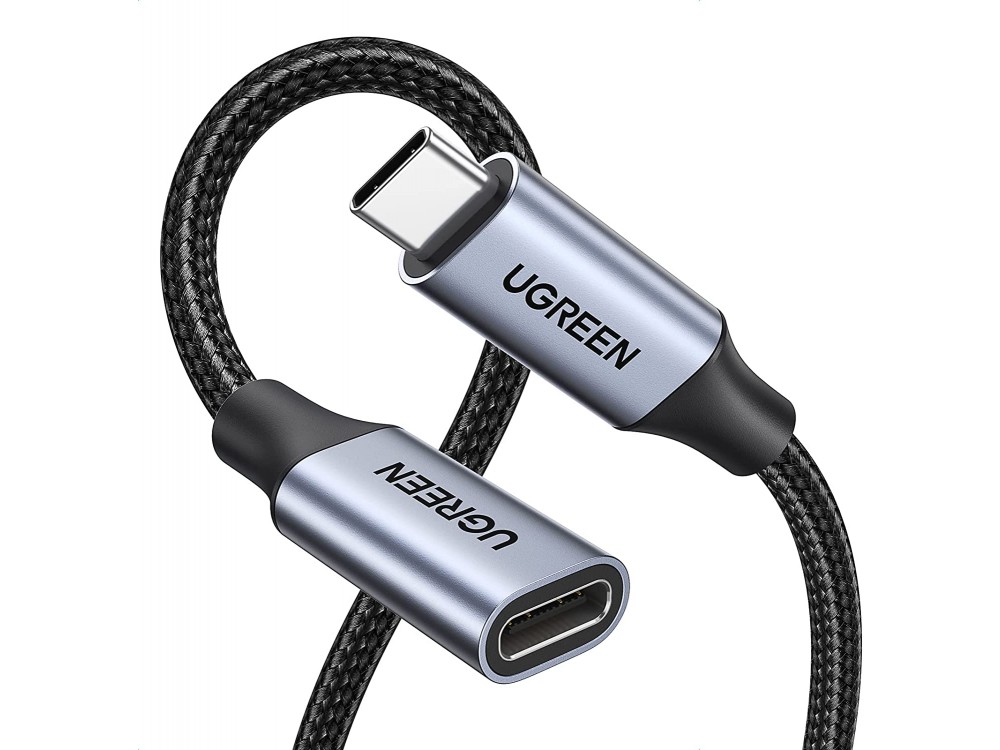 Ugreen USB-C Καλώδιο Επέκτασης 1μ. Type-C Θηλυκό σε Type-C Αρσενικό USB3.1 Gen2 10Gbps, με Νάυλον Ύφανση, Μαύρο