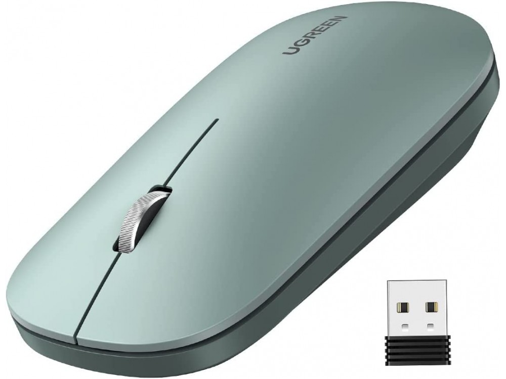 Ugreen MU001 Silent Ασύρματο Ποντίκι, 1000/1600/2000/4000 DPI, 3 πλήκτρων, για Android / Windows / Linux / Mac OS, Green