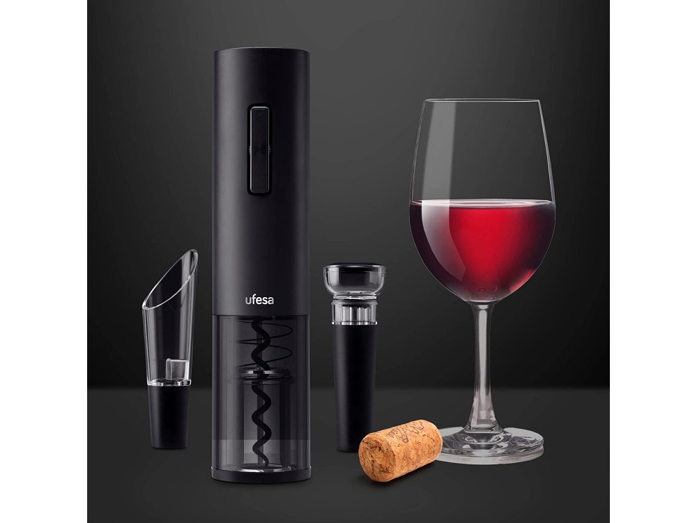 Ufesa EasyOpen Corkscrew Professional Wine Opener, Σετ Αξεσουάρ Κρασιού 4τμχ με Ηλεκτρικό Ανοιχτήρι