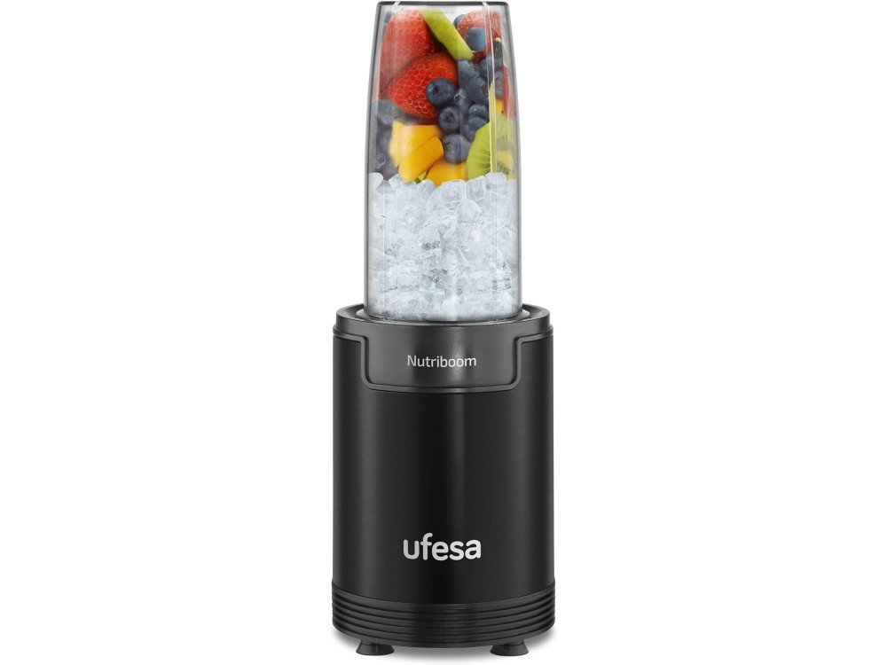Ufesa Nutriboom BS2500 900W Multifunctional Blender with Cups 0.8L + 0.5L, Grinder & 2 Lids, Black