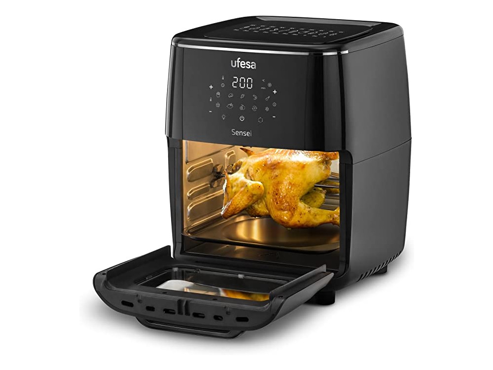 Ufesa Sensei Air Fryer, Φριτέζα Αέρος XXL 12lt για Υγιεινό Μαγείρεμα, 1700W, 10 Preset Menus & 6 Εξαρτήματα Μαγειρικής
