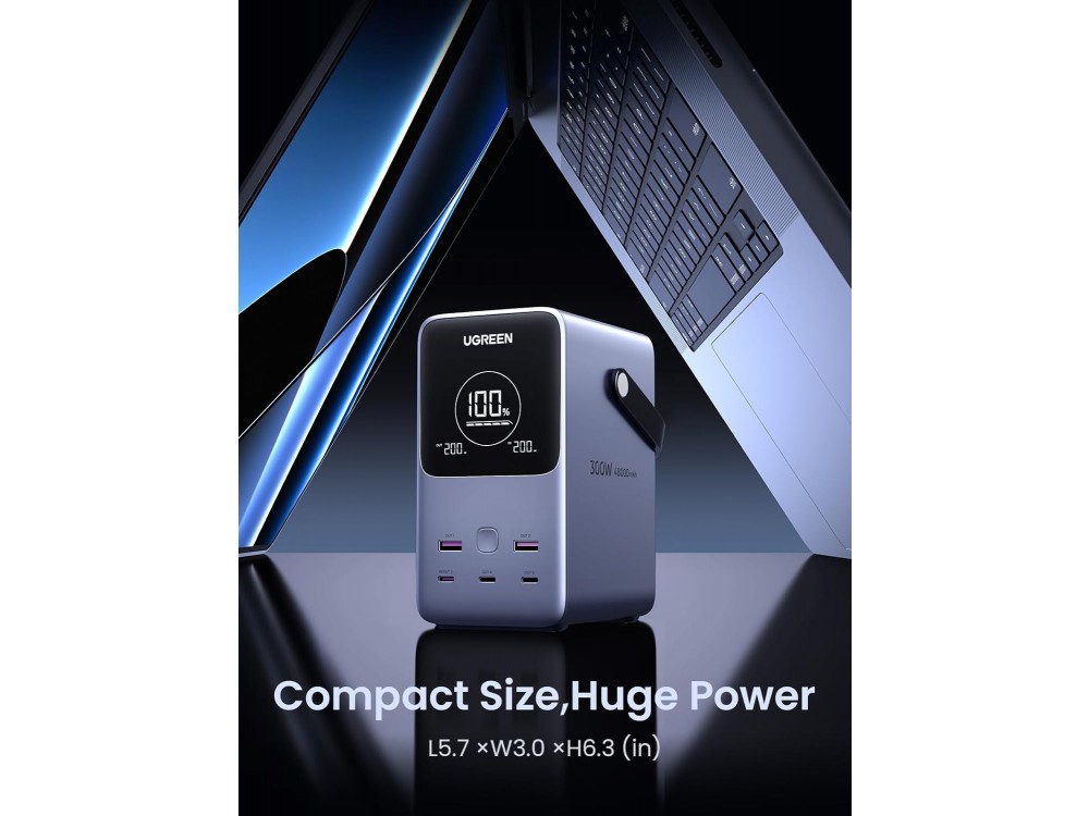 Ugreen 48000 300W PD USB-C Power Bank 48.000mAh με Smart Digital Display & Power Delivery, Grey