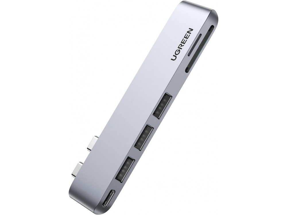 Ugreen 6-in-2 Type-C Pro Hub για Macbook Pro / Air 100W με 1 * Thunderbolt 3 Type-C + 3*USB3.0 Θύρες + Card reader, Silver