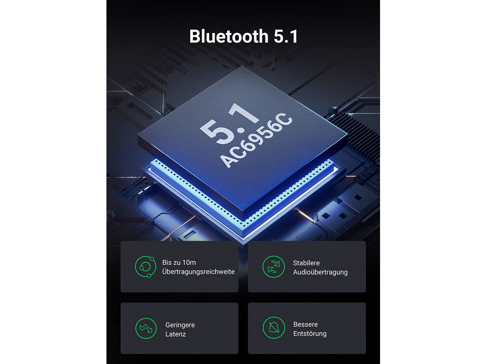 Ugreen Bluetooth 5.1 2-in1 Transmitter/Receiver, 3.5mm AUX Wireless Audio Adapter με 1μ. Καλώδιο AUX