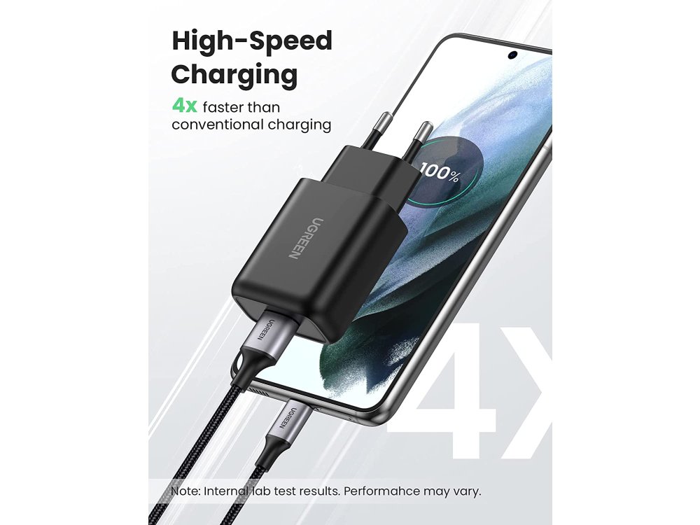 Ugreen Fast Charger Quick Charge 3.0 / FCP, Φορτιστής Πρίζας 18W - 70273, Μαύρος