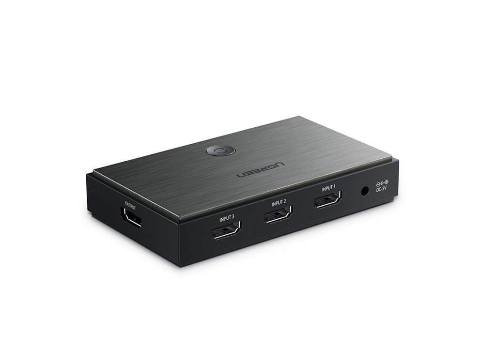 Ugreen HDMI 3-1 Switch 4K@60Hz HDCP 2.2, Για αναμετάδοση 3 πηγών σε 1 Οθόνη, Dobly 7.1 Support, 40m. Αναμετάδοση 1080p με Remote