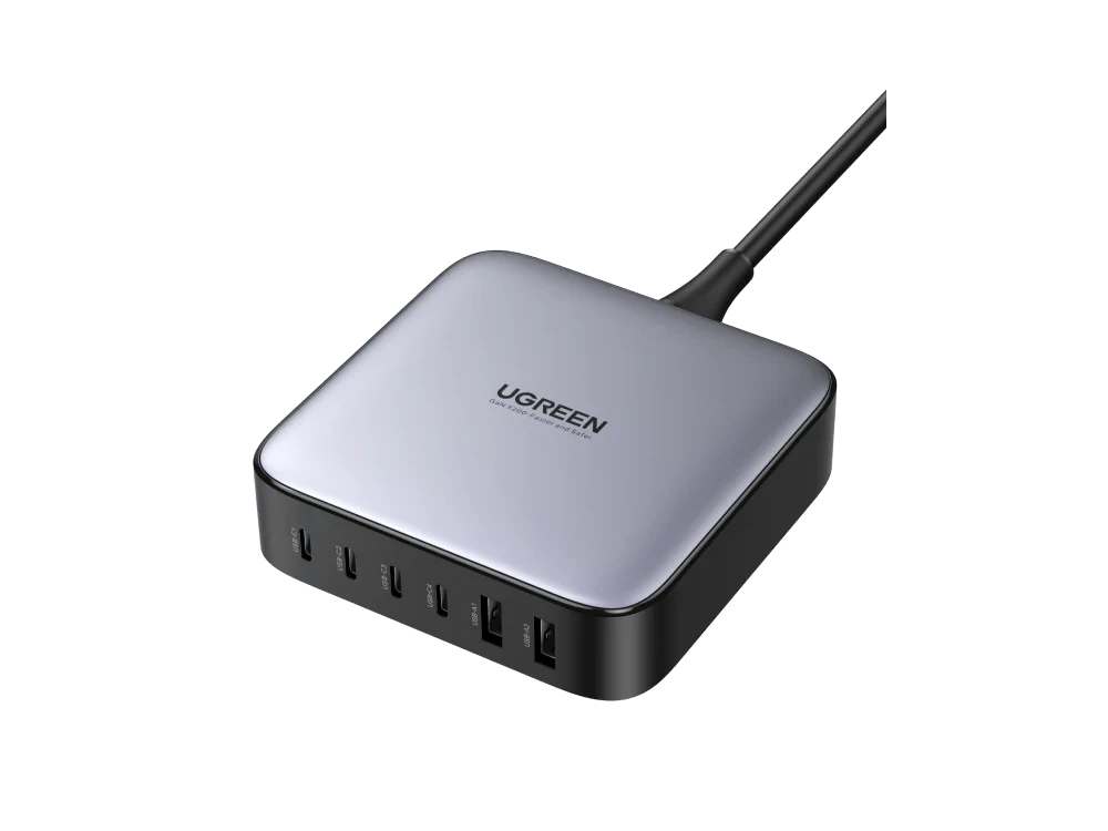 Ugreen Nexode 200W 6-Port Desktop PD Fast Charger Φορτιστής πρίζας 6-θυρών GaN με Power Delivery, PPS, QC4+, FCP κ.α., Μαύρος