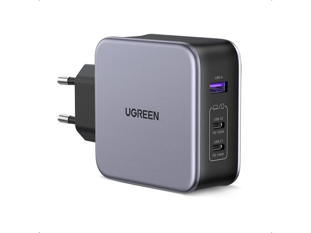 Ugreen Nexode 3-Port PD Fast Charger, Φορτιστής πρίζας 3-θυρών 140W GaN Power Delivery, PPS, Quick Charge 4.0, FCP, AFC - 90549