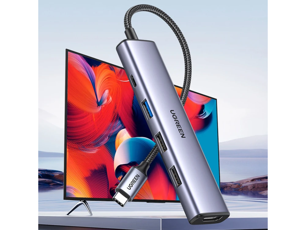 Ugreen Revodok 5-in-1 USB C Data Hub - 1*HDMI/4K + USB-A3.0 + 2*USB-A2.0 + 1*100W PD Charging