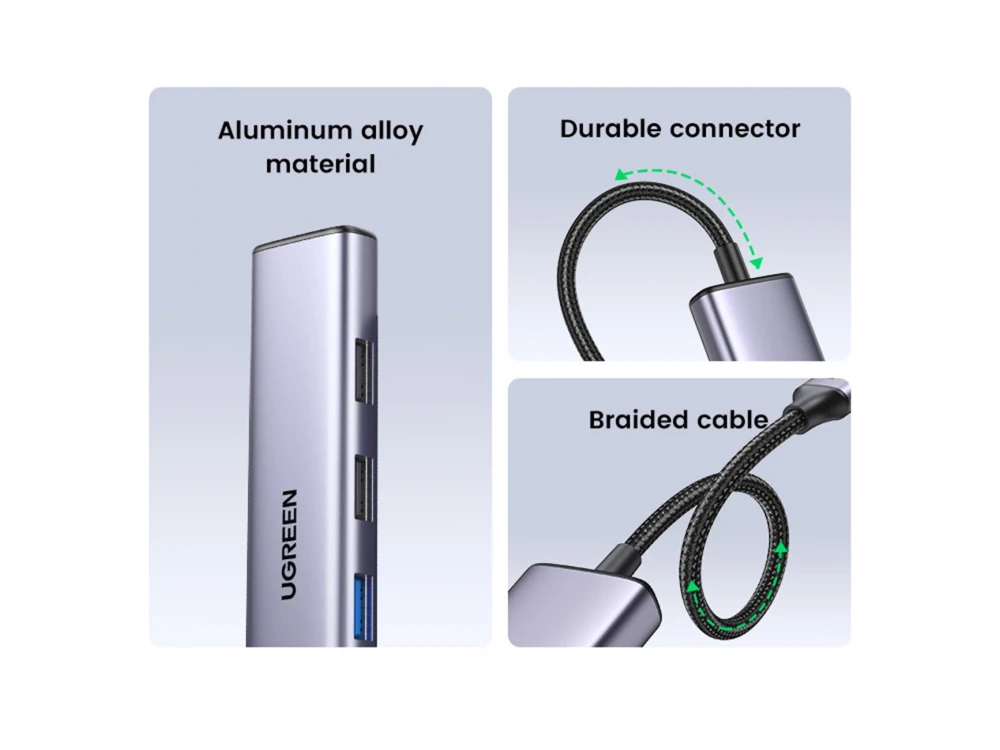 Ugreen Revodok 5-in-1 USB C Data Hub - 1*HDMI/4K + USB-A3.0 + 2*USB-A2.0 + 1*100W PD Charging