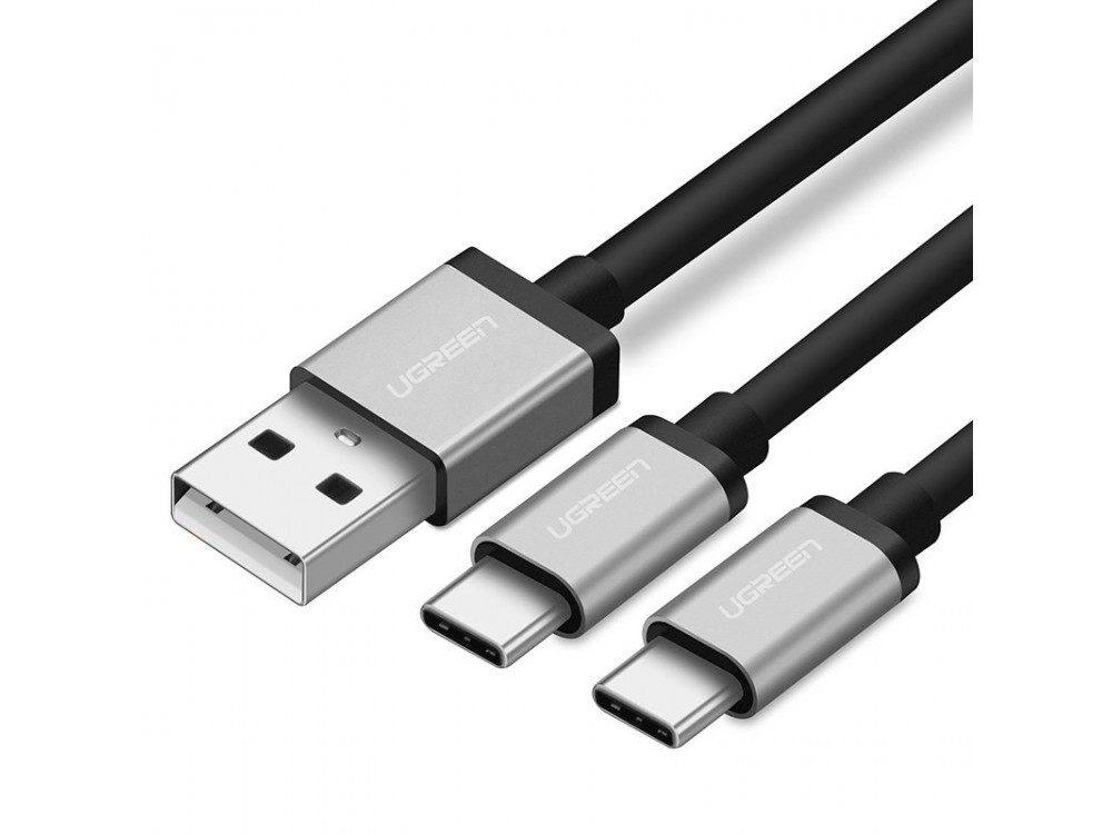 Ugreen Splitter 2-in-1 Type C * 2 Cable USB, 1m. Nylon Braiding, Black