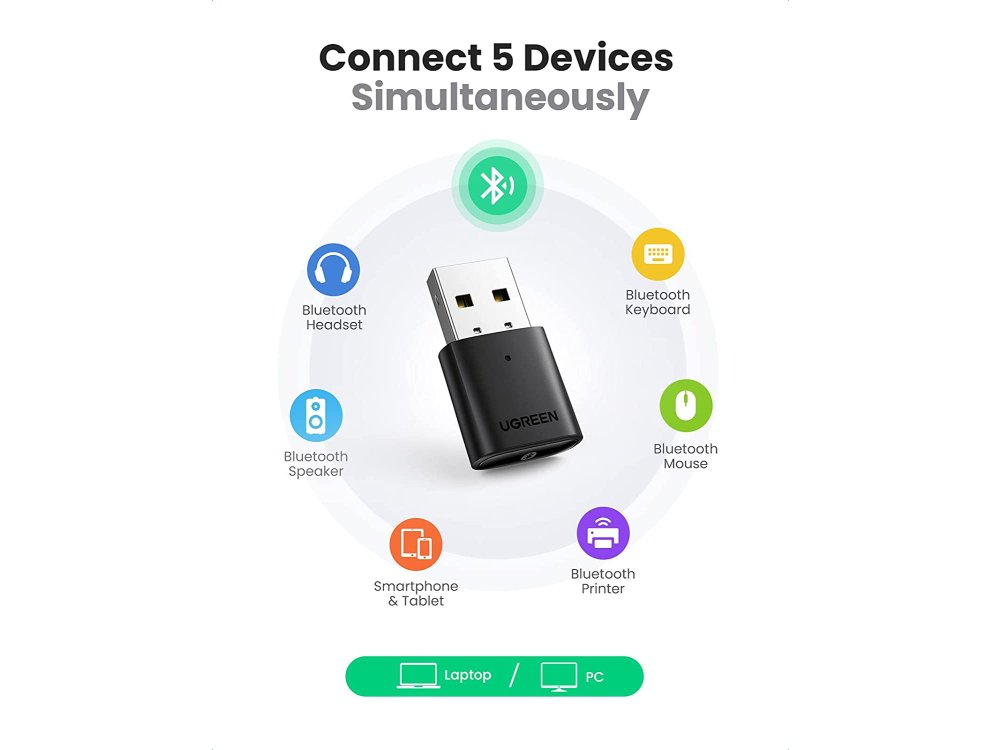 Ugreen USB 5.0 Bluetooth adapter with EDR for PC / PS5 - 80889