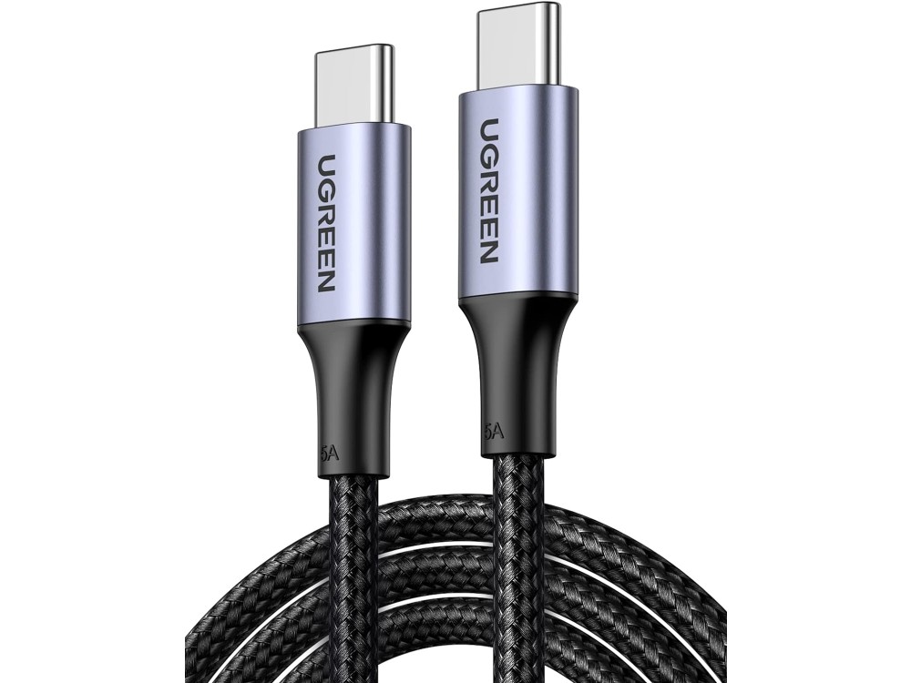 Ugreen USB-C σε USB-C Καλώδιο 1μ. με Νάυλον ύφανση και Επαφές Αλουμινίου Υποστήριξη PD3.0/QC4.0/FCP & 5A / 100W, Μαύρο