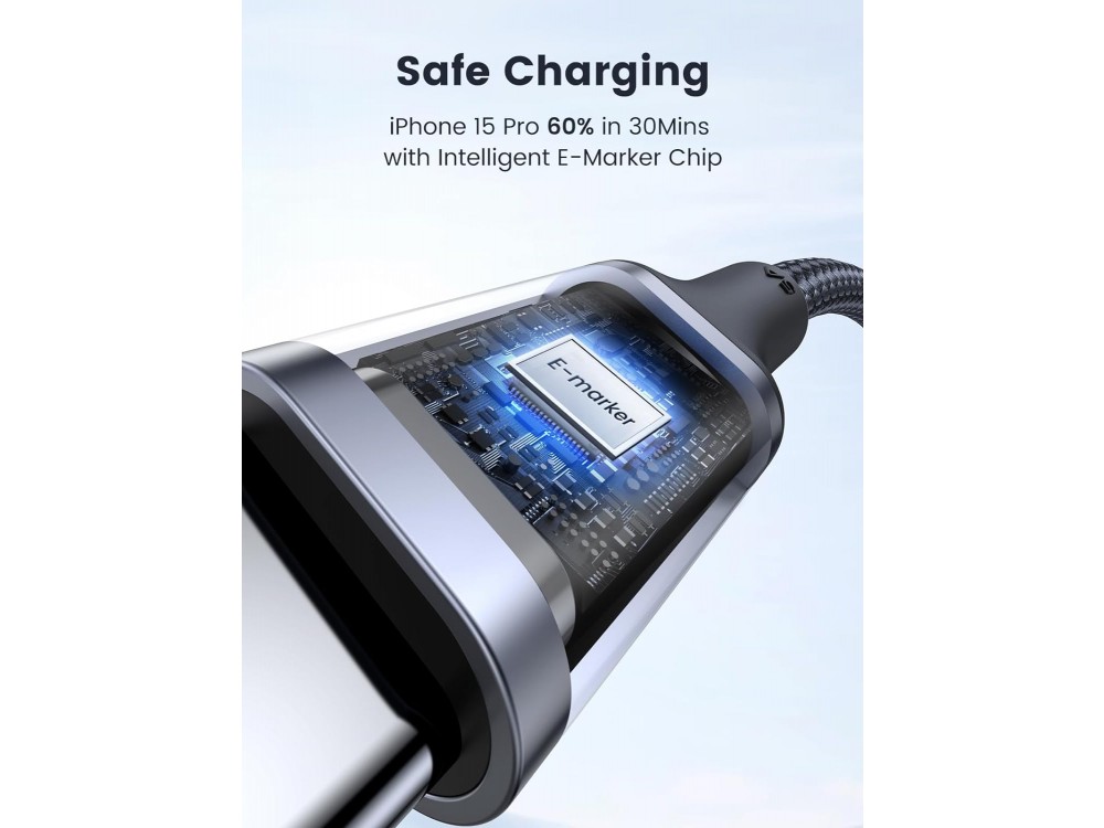 Ugreen USB-C σε USB-C Καλώδιο 1μ. με Νάυλον ύφανση και Επαφές Αλουμινίου Υποστήριξη PD3.0/QC4.0/FCP & 5A / 100W, Μαύρο