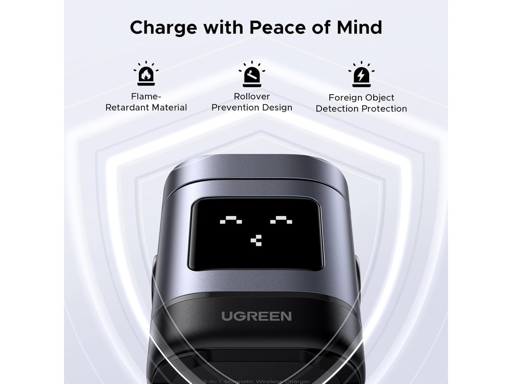 Ugreen Uno Qi2 MagSafe Charger Stand, Wireless Magnetic Charger iPhone / AirPods, Black