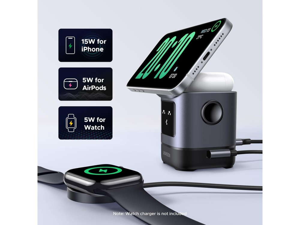 Ugreen Uno Qi2 MagSafe Charger Stand, Wireless Magnetic Charger iPhone / AirPods, Black