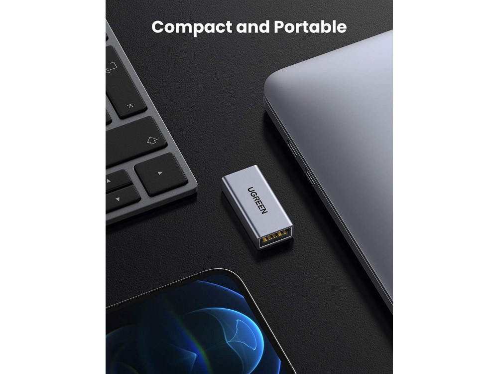 Ugreen Αντάπτορας USB-Α σε USB-A 3.0 Θηλυκό OTG Adapter USB-Α Female to USB-A Female, Ασημί, 1τμχ
