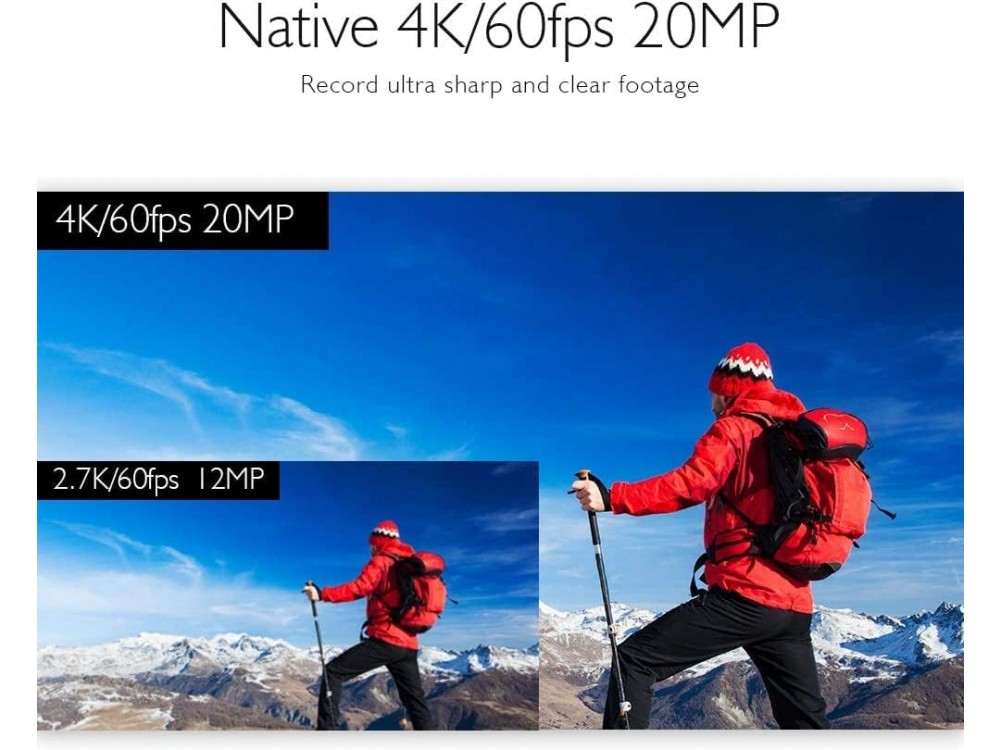 Akaso V50 Elite 4K/60fps Action Camera with Touch Screen, 20MP, WiFi, 40M Waterproof, Voice Control & Image Stabilization