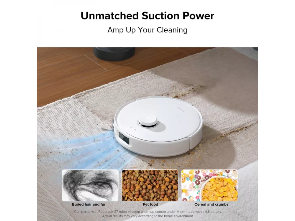 Roborock Q Revo Curv 5A1 Smart Robot Vacuum / Mopping Cleaner, 17,000Pa, & Auto Mop Lifting, White