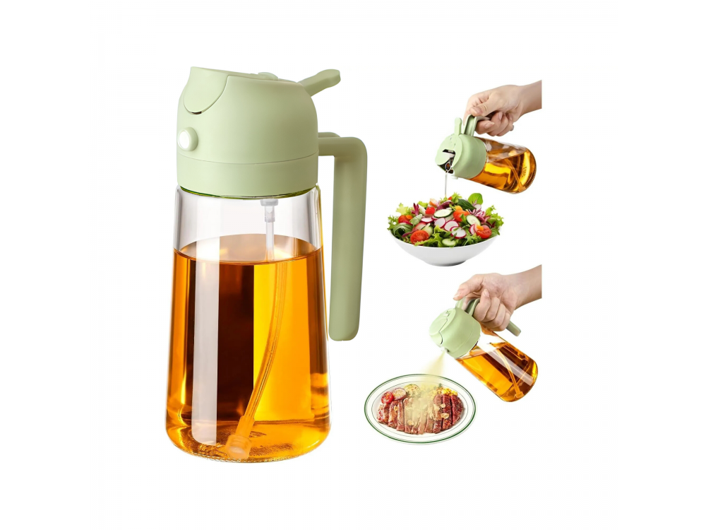 AJ Oil Sprayer for Cooking 470ml, Γυάλινο Δοχείο Λαδιού Σπρέι, Soft Green