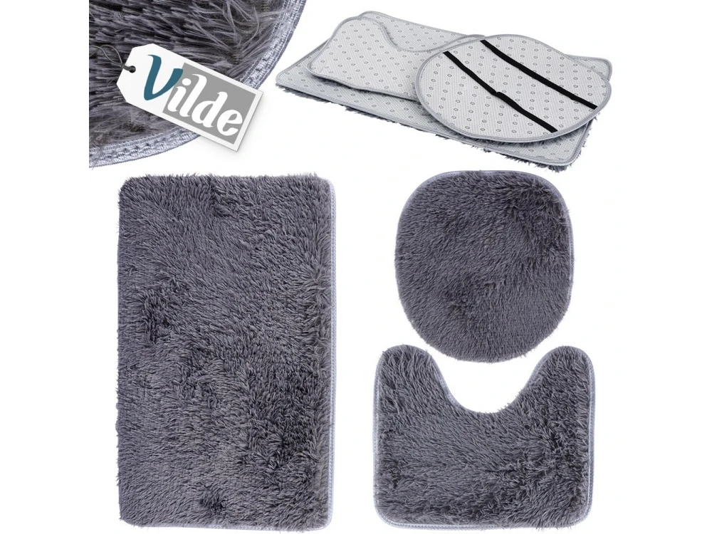 Vilde Non-Slip Bath & Basin Mats Set of 3pcs, Gray