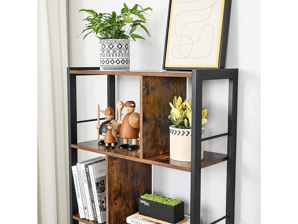 VASAGLE Bookshelf/ Storage Shelf with 4 Shelves & Drawer in Rustic Style 74 x 30 x 154.5cm