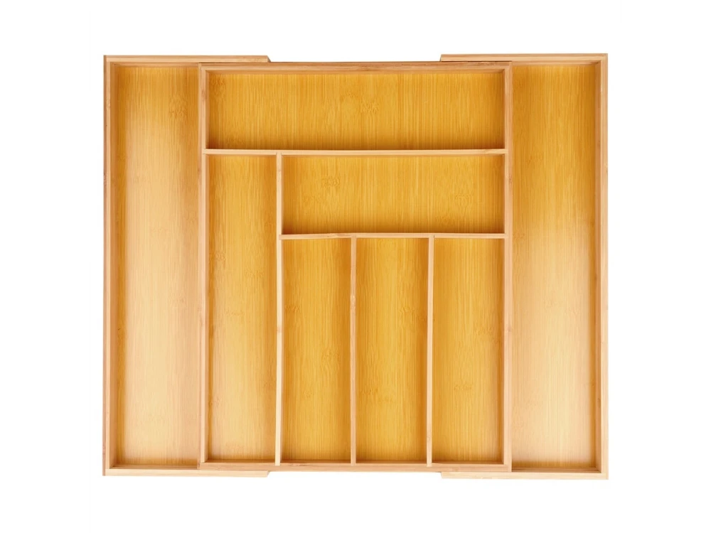Vilde Premium Drawer Organizer, Expandable Cutlery Tray (6-8 Compartments) Made of Bamboo, 35-55 x 45 x 5cm