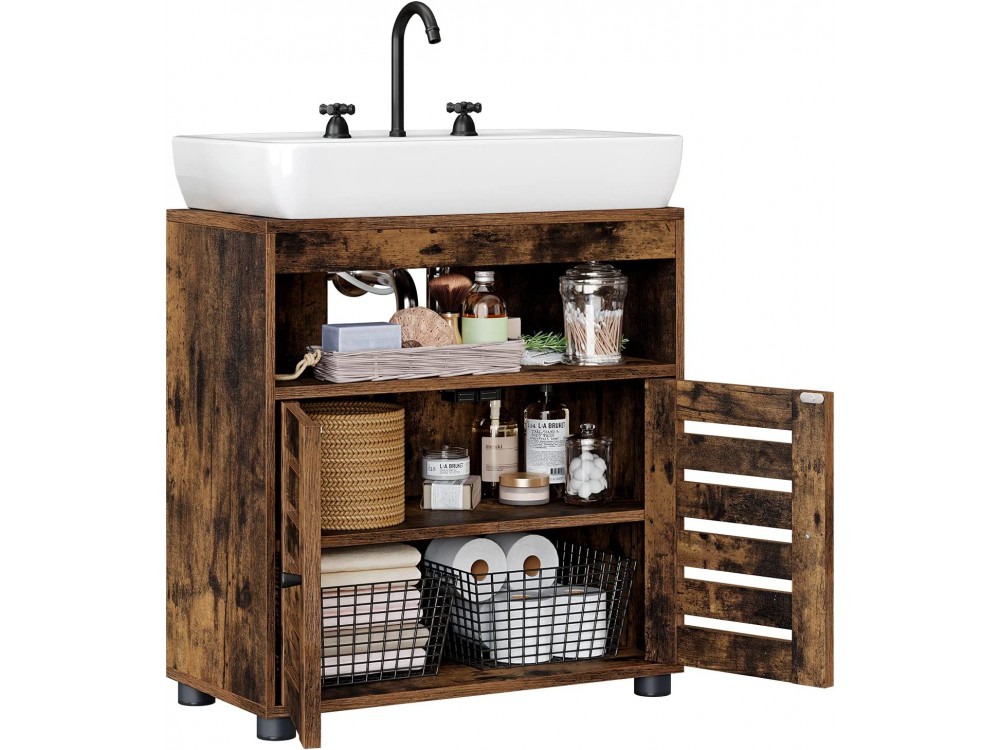 Vasagle Under Sink Cabinet, Bathroom Cabinet Wooden in Rustic Style 60 x 30 x 63cm