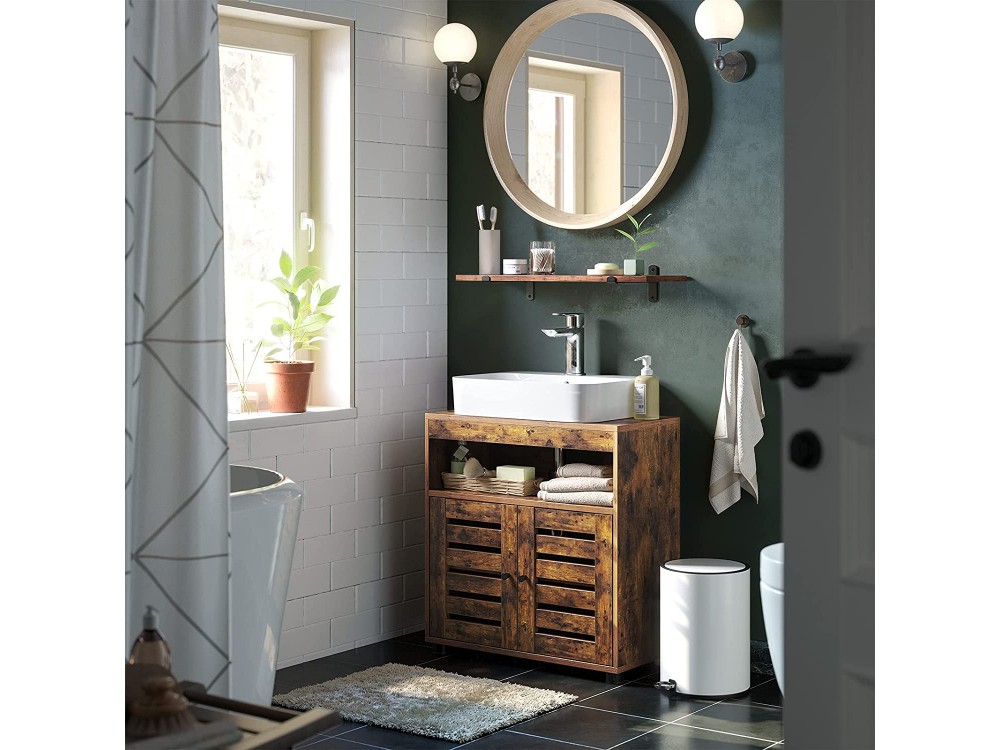 Vasagle Under Sink Cabinet, Bathroom Cabinet Wooden in Rustic Style 60 x 30 x 63cm