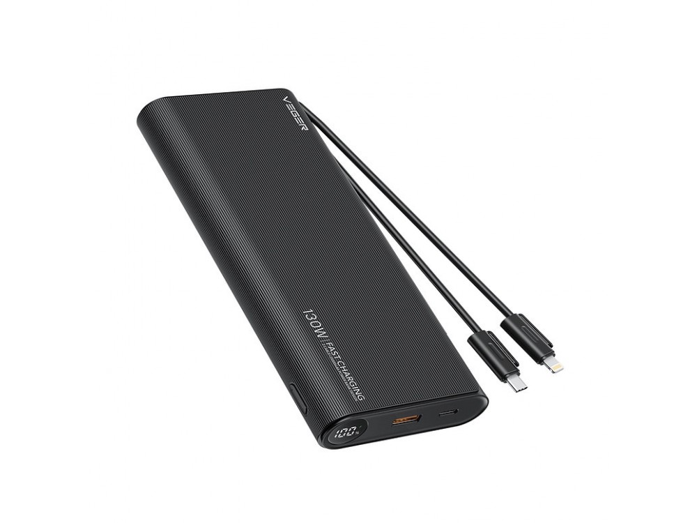 Veger TC130 Power Bank 25000mAh Power Delivery, 130W με Θύρα USB-A & USB-C Power Delivery Μαύρο