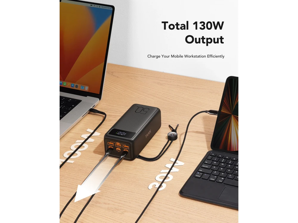 Veger Tank Boost 56000 100W PD USB-C Power Bank 56.000mAh Power Delivery & QC3.0, με Φακό & Πυξίδα, Μαύρο