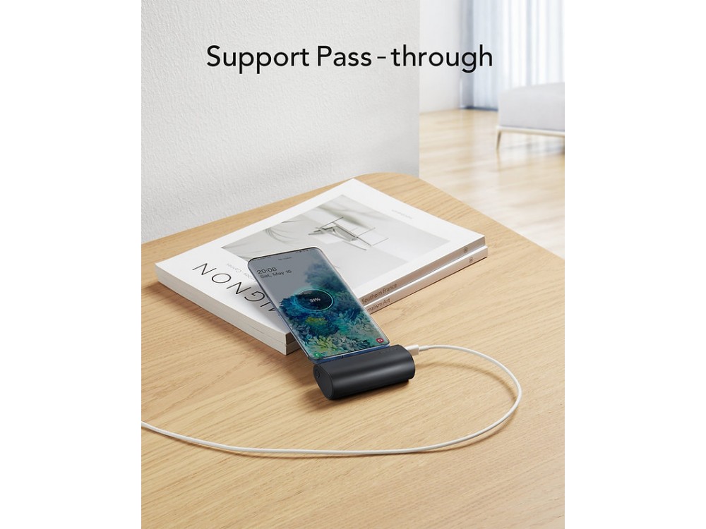 Veger V0556 5000 PD 22.5W USB-C Mini Power Bank 5.000mAh Power Delivery & QC3.0, Μαύρο
