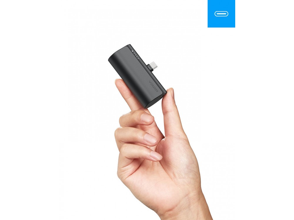 Veger V0556 5000 PD 22.5W USB-C Mini Power Bank 5.000mAh Power Delivery & QC3.0, Μαύρο